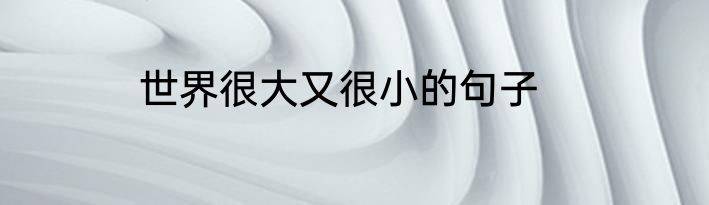 世界很大又很小的句子