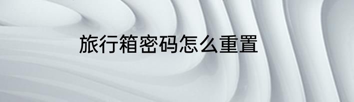旅行箱密码怎么重置
