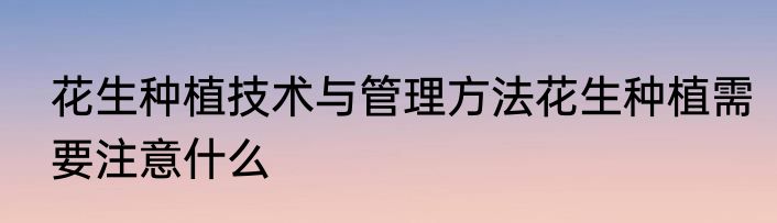 花生种植技术与管理方法花生种植需要注意什么