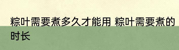 粽叶需要煮多久才能用 粽叶需要煮的时长