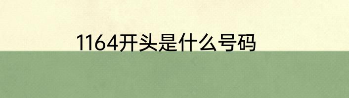 1164开头是什么号码