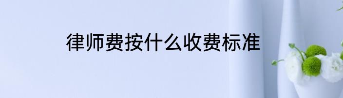 律师费按什么收费标准