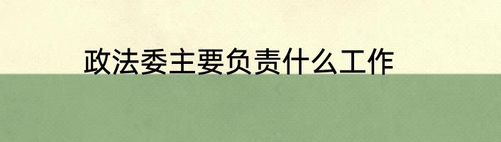 政法委主要负责什么工作