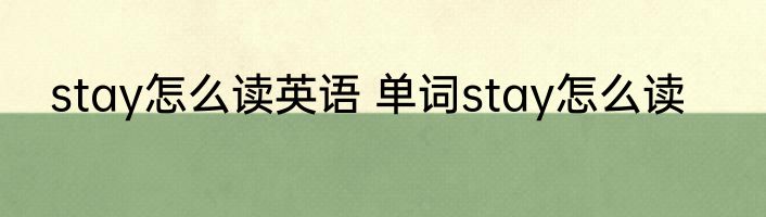 stay怎么读英语 单词stay怎么读
