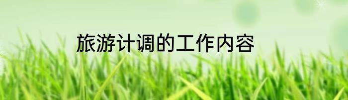 旅游计调的工作内容