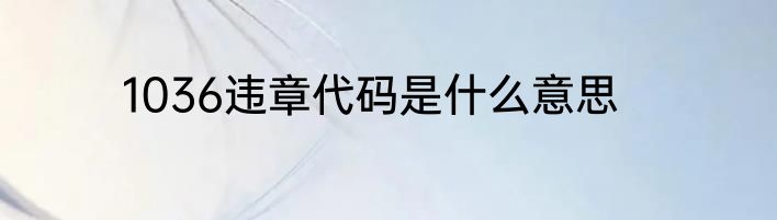 1036违章代码是什么意思