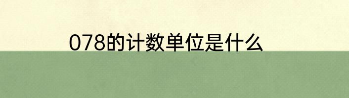 078的计数单位是什么