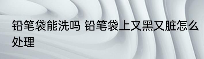 铅笔袋能洗吗 铅笔袋上又黑又脏怎么处理