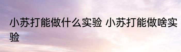小苏打能做什么实验 小苏打能做啥实验