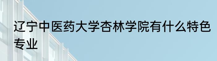 辽宁中医药大学杏林学院有什么特色专业