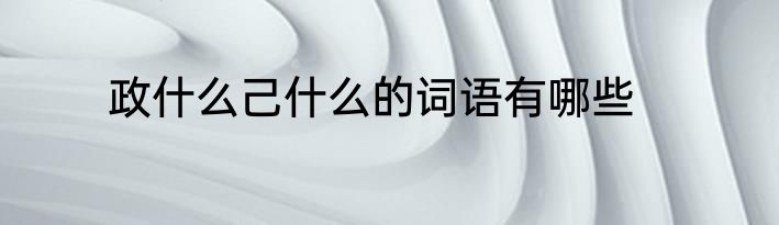 政什么己什么的词语有哪些