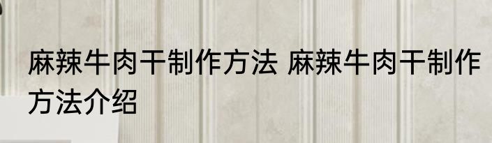 麻辣牛肉干制作方法 麻辣牛肉干制作方法介绍
