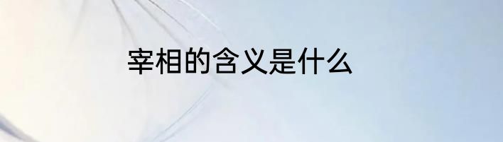 宰相的含义是什么