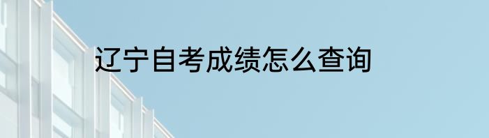 辽宁自考成绩怎么查询