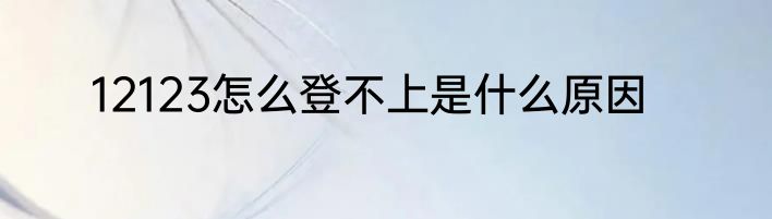 12123怎么登不上是什么原因