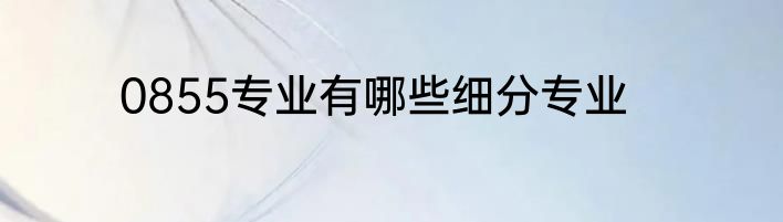 0855专业有哪些细分专业