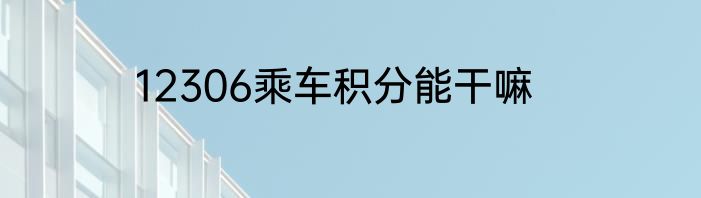 12306乘车积分能干嘛