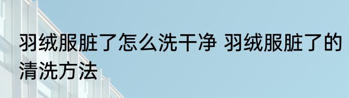羽绒服脏了怎么洗干净 羽绒服脏了的清洗方法