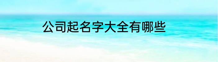 公司起名字大全有哪些