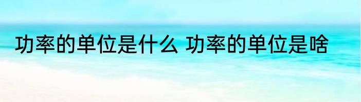功率的单位是什么 功率的单位是啥