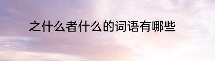 之什么者什么的词语有哪些