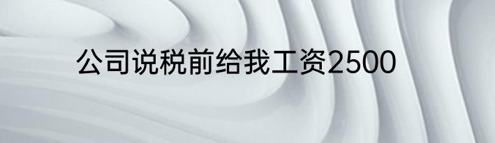 公司说税前给我工资2500