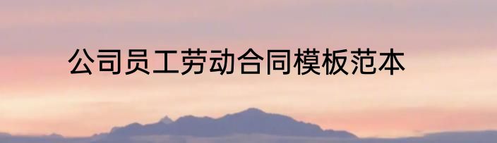 公司员工劳动合同模板范本