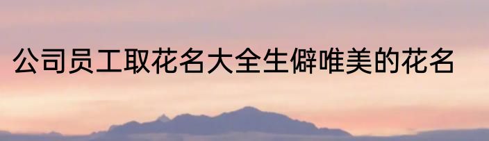 公司员工取花名大全生僻唯美的花名