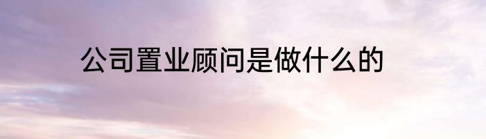 公司置业顾问是做什么的