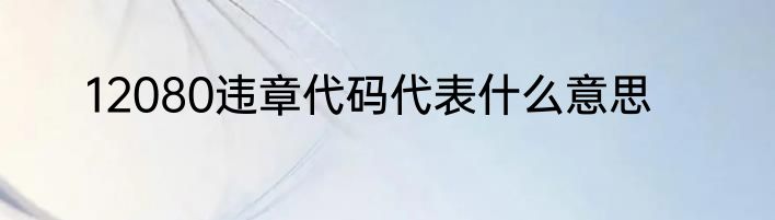 12080违章代码代表什么意思