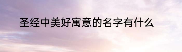 圣经中美好寓意的名字有什么