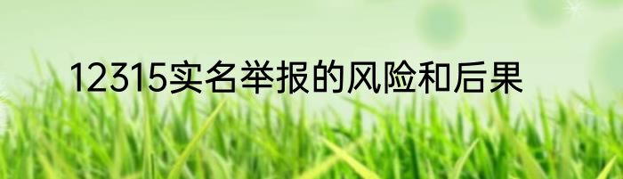 12315实名举报的风险和后果