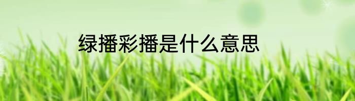绿播彩播是什么意思