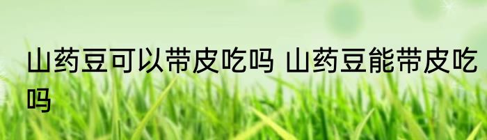 山药豆可以带皮吃吗 山药豆能带皮吃吗