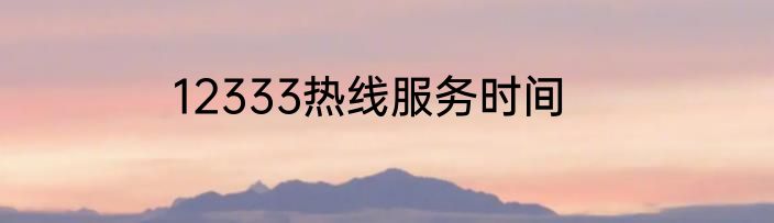 12333热线服务时间