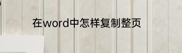 在word中怎样复制整页