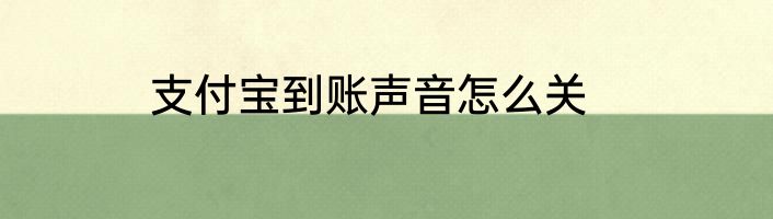支付宝到账声音怎么关