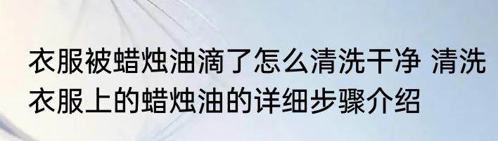 衣服被蜡烛油滴了怎么清洗干净 清洗衣服上的蜡烛油的详细步骤介绍