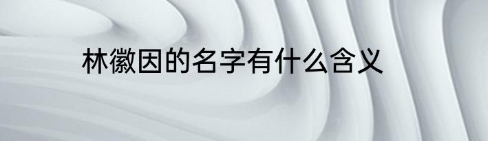 林徽因的名字有什么含义