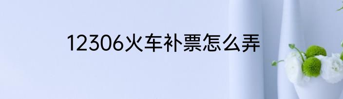 12306火车补票怎么弄