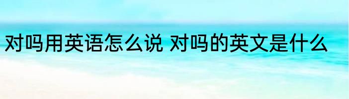 对吗用英语怎么说 对吗的英文是什么