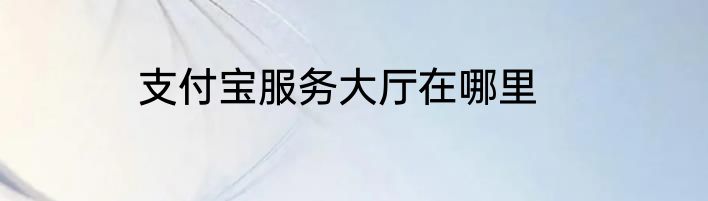 支付宝服务大厅在哪里