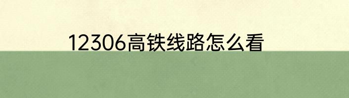 12306高铁线路怎么看