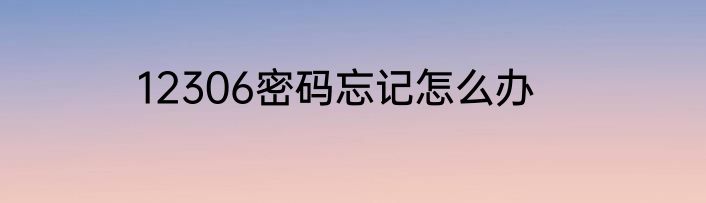 12306密码忘记怎么办