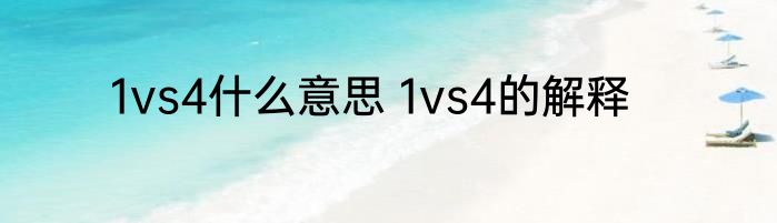 1vs4什么意思 1vs4的解释