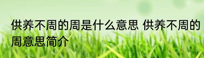 供养不周的周是什么意思 供养不周的周意思简介