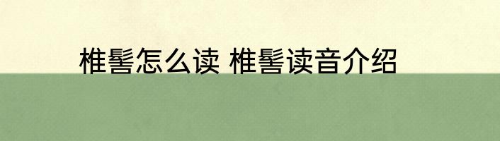 椎髻怎么读 椎髻读音介绍