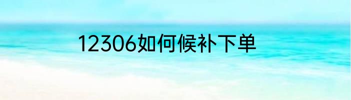 12306如何候补下单