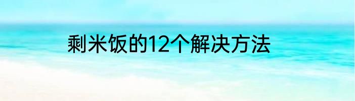 剩米饭的12个解决方法