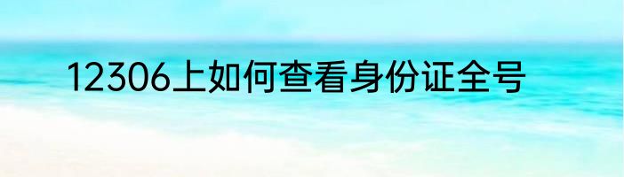 12306上如何查看身份证全号